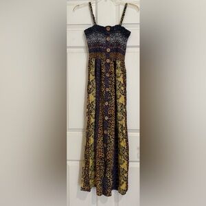 Angie Smocked Leopard Print Maxi Dress w/Button Detail 
Size L but more like M